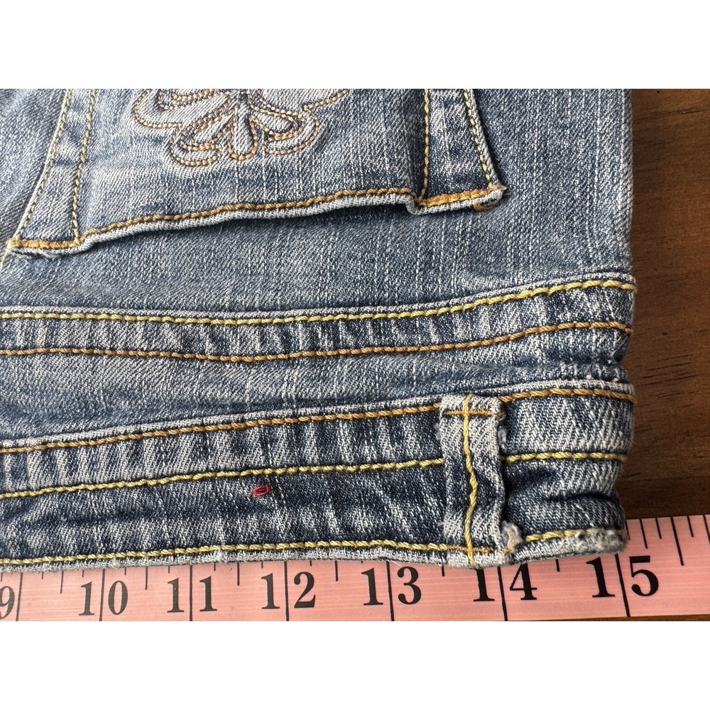 VTG Y2K Leo Roma Jean Size 9 Denim Jorts Short Low Rise Embroidered Pocket Italy - Picture 5 of 11